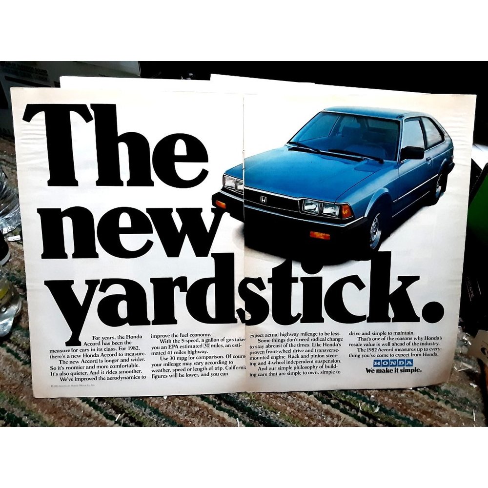 1981 82  Honda Accord 2 Page Original Print Ad Vintage